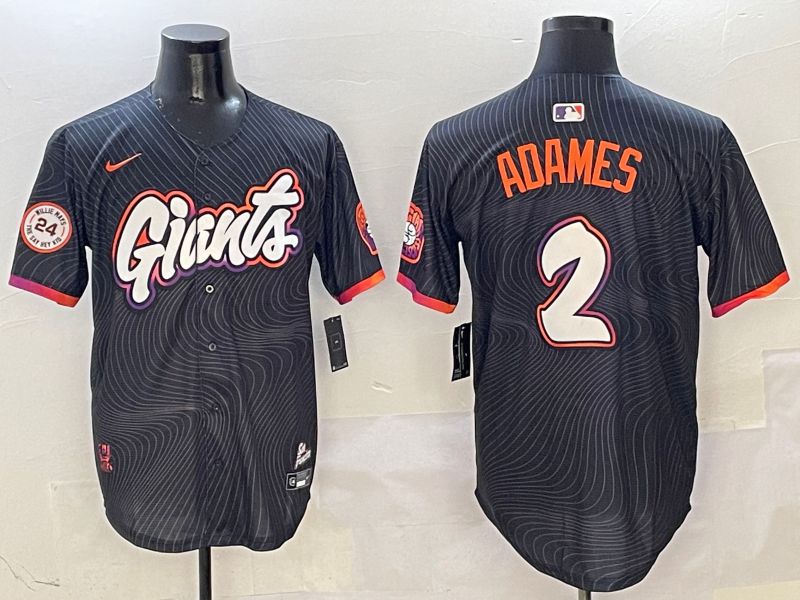 Men San Francisco Giants #2 Adames Black Second generation Joint Name Nike 2025 MLB Jersey style 6